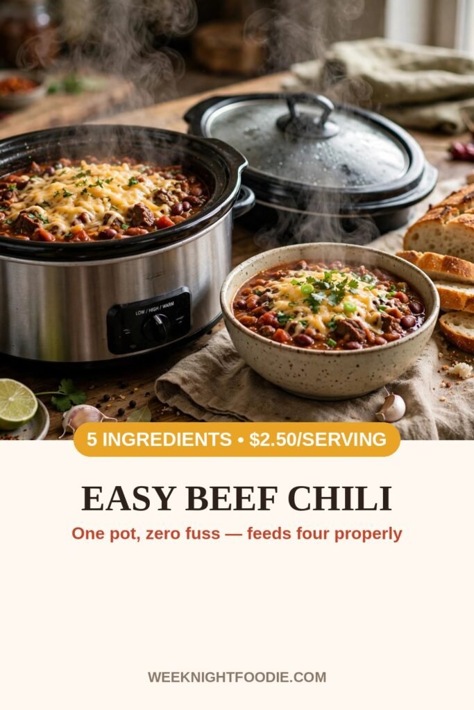 Pin it: easy beef chili from 12 easy 5-ingredient slow cooker dinners