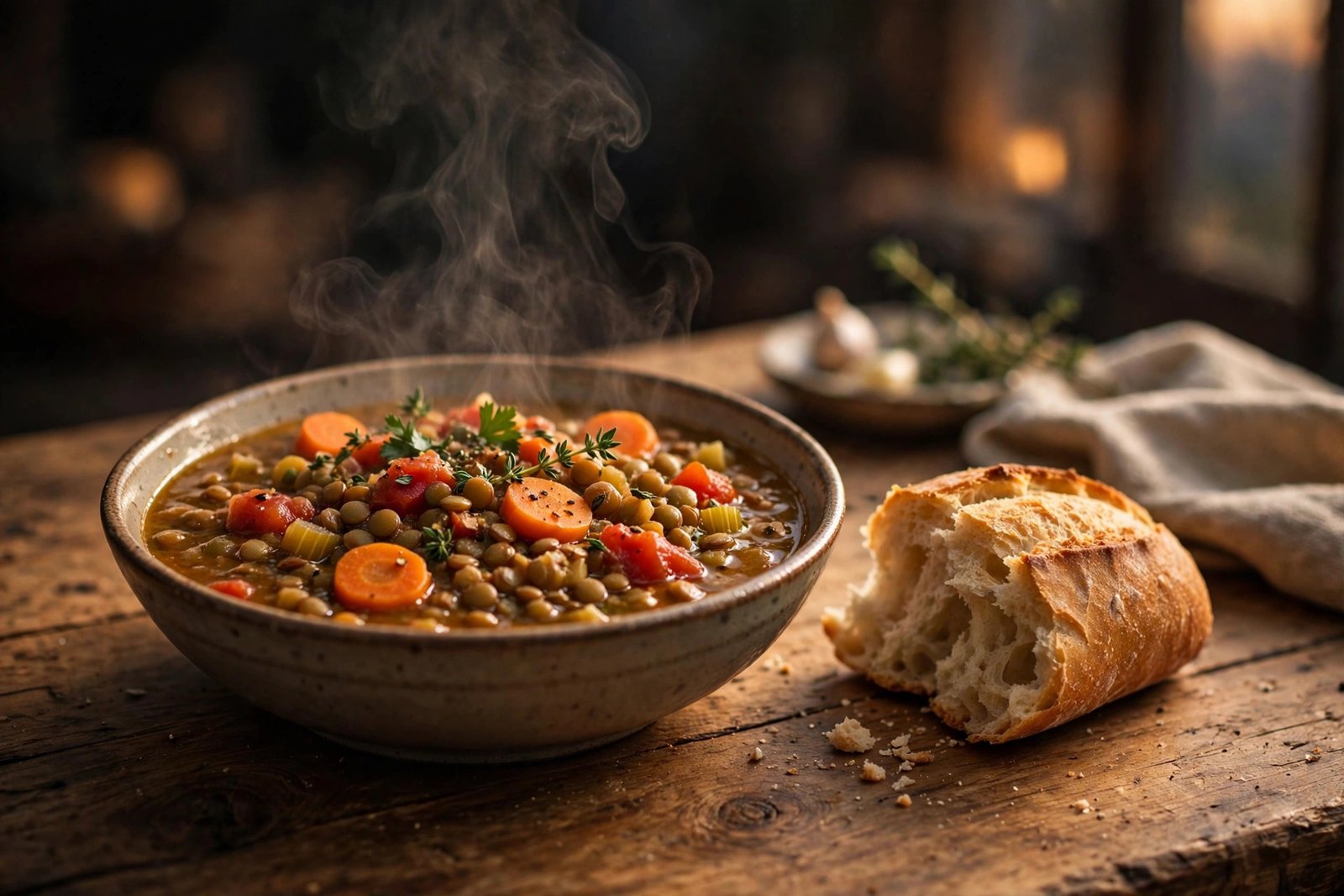 Slow cooker veggie lentil stew with carrots — the cheapest dinner in this roundup